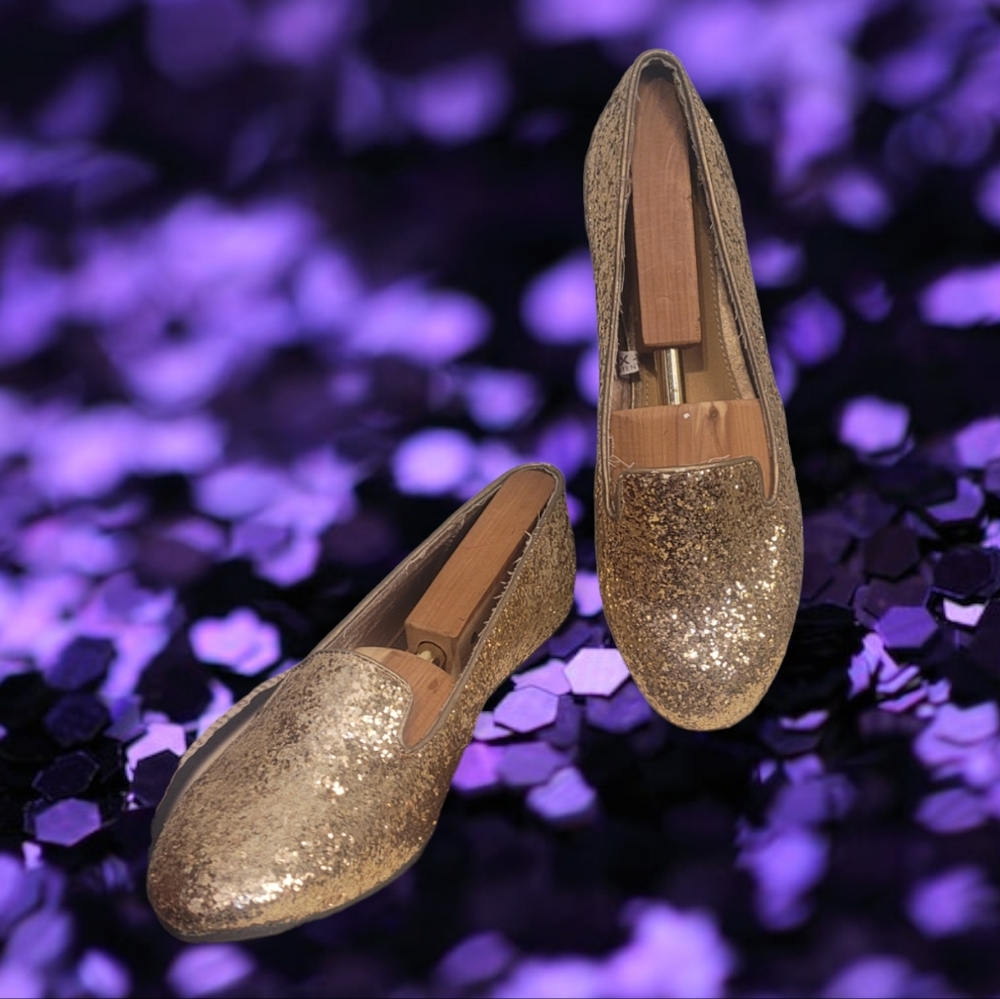 Gold Metallic Glitter Flats